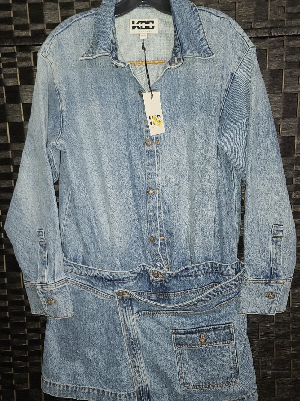 KBB by KAHLANA Women's Long Sleeve 'The Asymm Denim Dress' - Medium Wash NWT
